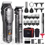 Hatteker Professional Hair Clippers for Men Beard Trimmer Clippers and Trimmer Set Waterproof T-Blade Trimmer Cordless Grooming Kit Nose Body Hair Trimmer Barber Clippers