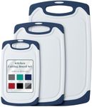 HOMWE Cutting Boards for Kitchen - Chopping Board 3-Pack w/Different Sizes and Non Slip Handles - Reversible, Large Cutting Board Set - Unique Gifts for Cooks Who Have Everything - Navy Blue