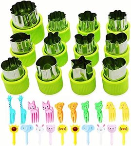 12 Pcs Vegetable Cutter Shapes Set,Accfore Stainless Steel Mini Sealer Cookie Cutters Vegetable Fruit Cutters Shapes with 20 Food Picks for Kids