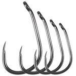 Luroad 50pcs Barbless Carp Coarse Eyed Fishing Hook Size 2, 4, 6, 8, 10, Available in Teflon Coated Curved Shank Hook and Wide Gape Hook for Freshwater Saltwater (Hook size 4, Wide Gape)