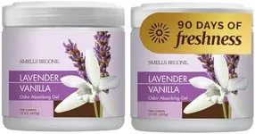 SMELLS BEGONE Air Freshener Odor Absorber Gel - 15 oz, Pack of 2 - Absorbs and Eliminates Odor in Pet Areas, Bathrooms, Cars, & Boats - Made with Essential Oils - Lavender Vanilla Scent