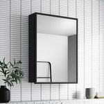 Plantex Aluminium Framed Bathroom Cabinet with Mirror/Heavy-Duty Steel Body Bathroom Storage Organizer/Shelf – 12x18 Inch, Black