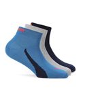 Puma Cotton Unisex-Adult Unisex Lifestyle Qtr 3P Ankle Length Socks, Blue Dreams-Medium Gray Heather-Navy, 39/42 (68548801)