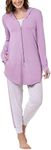 PajamaGram Womens PJs Sets Soft - Cute Women Pajamas, 3-Piece, Lavender, Medium