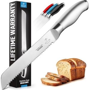 Zulay Kitchen Serrated Bread Knife - Ultra Sharp Stainless Steel Bread Knife for Homemade Bread, Cakes & Bagels - Razor Sharp Wavy Edge Bread Cutter & Slicer - 8-Inch Blade with 5-Inch Handle