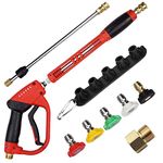 DERASL Replacement Pressure Washer Gun with Extension Wand,5000PSI M22 14mm Fitting, 40 Inch, with Spare Spray Bar Extension, 5 Different Angled Nozzle Heads for Various Cleaning Scenarios