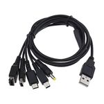 Micro Traders 5 in 1 USB Charger Cable Compatible with Gameboy Advance SP(GBA SP)/DS Lite/NDS/Wii U/New 3DS XL/New 3DS/3DS XL/3DS/2DS/Dsi XL/PSP 1000 2000 3000 1.2 Meters