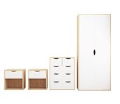 AFN Delvito 4 Piece Bedroom Furniture Set - Includes Wardrobe, 5 Drawer Chest, Bedside Cabinet (White on Oak)