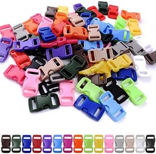 VISSQH 100PCS Fibbie Plastic 10 mm,Laterali in plastica a sgancio rapido Mini Fibbie da 3/8 di Pollice per bracciali Paracord, Collare per Cani, Cinghie, bushcraft, Accessori per Zaini, Tenda