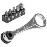 KLEIN TOOLS, 5-Piece Mini Ratchet Set with Phillips, Slotted, and Adapter for Other Socket Sizes, For Tight Spaces 65200