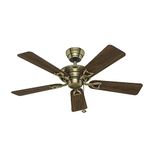 HUNTER FAN Seville, 112 cm, Indoor Ceiling Fan with Pull Chain, Antique Brass Finish, 5 Reversible Blades in Walnut and Medium Oak, Ideal for Summer or Winter, Model 24034