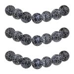 MJDCB Natural Round Stone Beads 10mm Black Burst Agate Loose Gemstone Beads for Jewelry Making Bracelet Necklace 35pcs