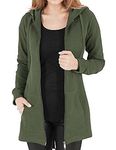 Vancavoo Hoodie Womens Long Hoodies Ladies Sweatshirts Casual Long Sleeves Zip Up Hoodie Plain Sweatshirt Plus Size Tops Shirt Pullover Warm Cardigans Autumn Jumper Jacket with Pockets(ArmyGreen,L)