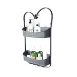 Blue Canyon Hanging Shower Caddy Single Basket, No Drill Bathroom Shelf, Non-Rusting Storage Shelves, Shower Accessory for Bathroom Organisation Shelf, Over Bath Storage Shower Basket (2 Tier Grey)