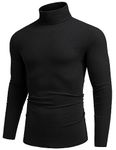 COOFANDY Men's Jumpers Turtleneck Sweater Slim Fit Casual T Shirts Knitted Pullover Sweaters Long Sleeve Tops Black M