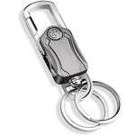 JEKEMI Multifunction Keychain 5 IN 1 Heavy Duty Dual Ring Metal Keychain with Cutter, Bottle Opener, Mobile Phone Holder, 360° Rotate Spinner - Outdoor Carabiner Portable Car Key Chain.