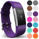 Yousave Accessories Compatible Strap for FitBit Charge 2, Silicone Sport Wristband - (Small - Single Pack, Plum)