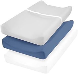 david's Kids 3 Pack Changing Pad Cover Set, Ultra Soft Breathable Cozy Microfiber Diaper Change Table Sheets for Baby Boys Girls Netural, Fit Most Changing Pads, White & Light Grey & Navy Blue