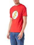 DC Comics The Flash Distressed Logo T-Shirt, Adults, S-4XL, Red, Official Merchandise XL