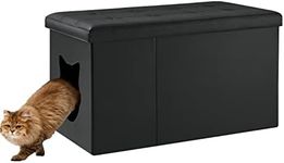 Designer Cat Litter Box Enclosure Hidden Washroom Bench Ottoman (Black)