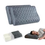 The White Willow Pillow Set of 2 Cervical Orthopedic Memory Foam King Size Contour Neck Support Sleeping Bed Pillow (24 x 16.5 x 4.5) - Grey