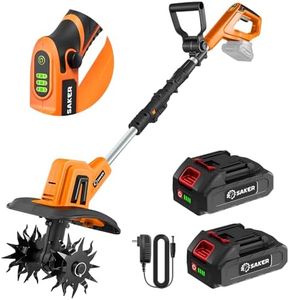 Saker 22V Cordless Electric Garden Tiller Cultivator, Rototiller for Gardening with 3 Adjustable Speed, 9-Inch Tilling Width, 6.3-Inch Depth for Soil Preparation, Weeding, and Gardening SK-TC18A