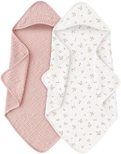 MairMore Muslin Baby Towels with Hood for Newborn 100% Cotton Baby Bath Towels Soft & Absorbent Hooded Baby Towel for Boys and Girls, Large Size - 32 * 32 Inches