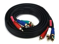 Monoprice 5-RCA Component Video/Audio Coaxial Cable - 1.83M (6ft) - Black, RG-59/U, 22AWG Cores, Gold Plated Connectors