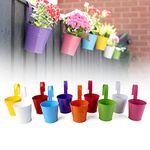 DIVCHI 10 Pack Hanging Metal Flower Pot, Small Indoor and Outdoor Garden Plant Pot Vase for Garden Plants and Home Decoration