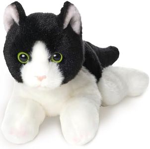 Bearington Lil' Domino Small Plush Stuffed Animal Black and White Tuxedo Cat, Kitten 8 inches