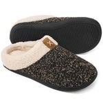 ULTRAIDEAS Men's Cozy Memory Foam Slippers with Fuzzy Plush Wool-Like Lining, Slip on Clog House Shoes with Indoor Outdoor Anti-Skid Rubber Sole(Brown, UK Size 12-13)