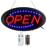 FITNATE LED Open Sign, 19x10inches(Update Version) Business Open Sign Advertisement Board Electric Display Sign,With Remote Control&Timing Function,2 Lighting Modes Flashing & Steady, for Business, Walls, Window, Shop, Bar, Hotel