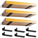 Floating Shelf Brackets Heavy Duty Industrial L Shelf Bracket 1/5 Inch Thick Premium Solid Steel Shelf Supports, Black Rustic Wall Brackets for Shelves - 5 Inch Floating Shelves Hardware (6 Pack)