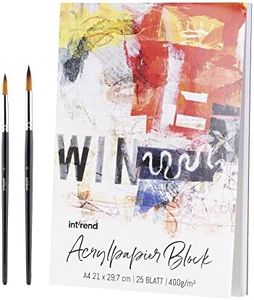 TRITART Acrylic Paper for Painting A4 25 Sheets 400g/m², 2 Brushes incl.- Acrylic Paint Paper for Acrylic Colours & Oil Painting