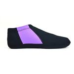 Nufoot Booties Men's Shoes, Best Foldable & Flexible Footwear, Fold and Go Travel Shoes, Yoga Socks, Indoor Shoes, Slippers, Black with Purple Stripes, X-Large