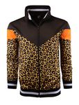 SCREENSHOT Mens Urban Hip Hop Premium Track Jacket - Slim Fit Side Taping Sportswear Urbanwear Streetwear Fashion Top, F11005-brown/Leopard, Medium