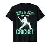 Just a Boy who loves Cricket Player Youth Boys Kids T-Shirt