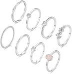 RLMOON 8PCS Silver Stacking Ring Se