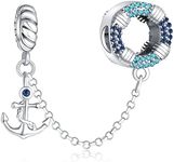 Annmors Jewelry Boat Anchor Safety Chain Charms for Woman-925 Sterling Silver Dangle Pendant Bead with Cubic Zirconia,Jewelry Beads DIY Gifts for Women Bracelet & Necklace