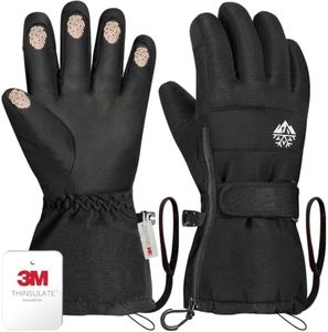 Kids Winter Gloves Snow Gloves with 3M Thinsulate, Waterproof, Black-M