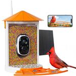 Birdkiss Bird Feeder Camera Smart: Wireless Bird House with Solar Panel - Motion Activated & Watching HD Bird Video - Metal Squirrel Proof Birdfeeder - Orange, BF0020O