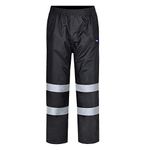 AYKRM Rain trousers, bicycle safety rain dungarees, warning rain trousers, work trousers, rain trousers for men, 4 colours, Eu-black, M