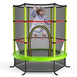 Giantex 55" Kids Trampoline with Safety Enclosure Net, Toddler Trampoline w/Heavy-Duty Steel Frame & Seamless Jump Mat, Outdoor Indoor Mini Trampolines for Kids, Green