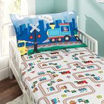 EVERYDAY KIDS Toddler Fitted Sheet and Pillowcase Set -Choo Choo Train- Soft Microfiber, Breathable and Hypoallergenic Toddler Sheet Set