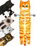 PAT JUUMG Funny Cat Hand Towels for Bathroom,Cute Bathroom Decorative Hanging Kitchen Towel,Super Absorbent Soft,Cat Gifts for Cat Lovers,Gifts For Women/New Home Gifts(Orange Cat)