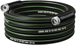 Famyards Garden Hose 50FT, 5/8'' Water Hose, Flexible and Leakproof Hybrid Garden Hose for RV, Trailer, Patio and Outdoor, Black and Green