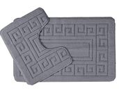 EDS Luxury 2 Piece Greek Bath Mat Set Non Slip Ultra Soft Bathroom Mats Water Absorbent Bath Mats Machine Washable Rug Toilet Mat for Bathroom Floor (Charcoal)