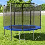 STEP OVER Strongman Bouncy 6FT,8 FT,10FT, 12FT,14FT Trampoline TUV Approved with Enclosure net and Poles Safety Pad Ladder Jumping Mat ✰ Industry Leading Trampoline (175kg-250kg)✰ (6 Feet Blue)