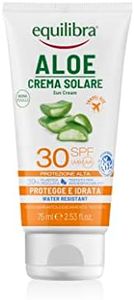 equilibra Solari, Aloe Crema Solare SPF 30 Travel Size, a Base di Aloe Vera, Vitamina C ed E, Olio di Argan, Olio di Cocco e Burro di Karité, Per un'Abbronzatura Sana e Naturale, Water Resistant, 75ml