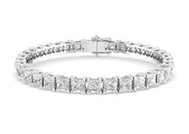 ORIONZ Regal Princess Tennis Bracelet for Women 925 Sterling Silver | Anti Tarnish 18k Gold Plated Bracelet with Cubic Zirconia Crystal Diamond | Gifts for Women & Girls | 15 Pointer, White